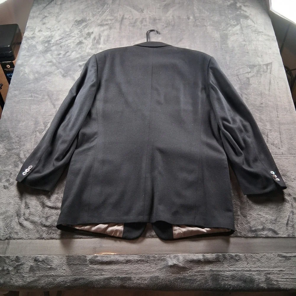 Hals Ultima Moda Blazer Mens 46 Black Two Button Wool Blend Sport Coat Encino